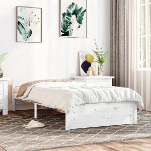 Berkfield Bed Frame White Solid Wood 75x190 cm Small Single