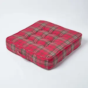 Homescapes Edward Tartan Cotton Armchair Booster Cushion