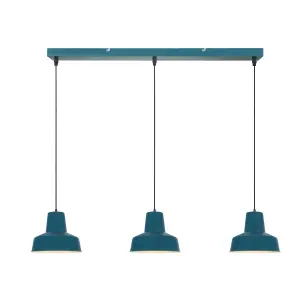 GoodHome Orous Rectangular Matt Blue 3 Lamp LED Pendant ceiling light, (Dia)245mm