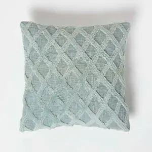 Homescpaes Geometric Diamond Green Tufted Cotton Cushion 45 x 45 cm