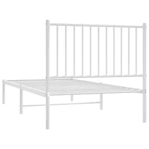 Berkfield Metal Bed Frame with Headboard White 90x190 cm 3FT Single