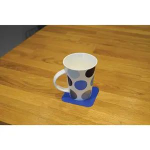 4 Pk Blue Anti Slip Silicone Table Coasters - 90 x 90mm - Dishwasher Safe