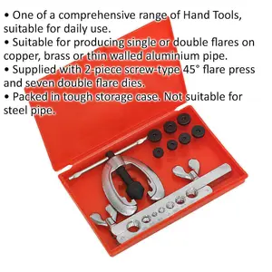 9 Piece Professional Pipe Flaring Kit for Copper, Brass, and Aluminium