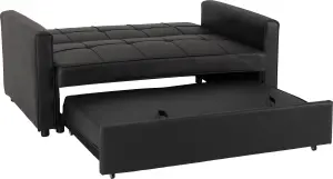 Astoria Sofa Bed in Black Faux Leather Contemporary and minimalist