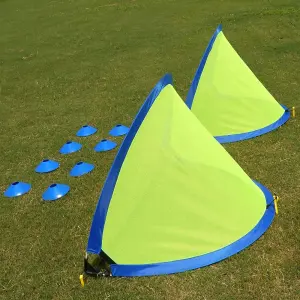 Pop Up Football Goal Soccer Net 121x81cm / 4ft, Set of 2 - Portable Garden Park Target Practice Training Posts with 8 Field Cones