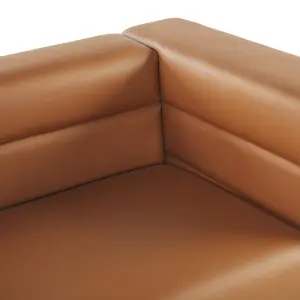 3 Seater Faux Leather Sofa Brown GRANNA