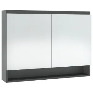 Berkfield Bathroom Mirror Cabinet 80x15x60 cm MDF Grey