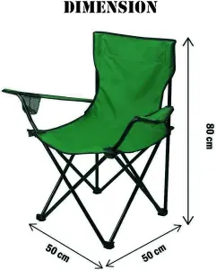 Compact Quick Folding Camping Chair with Arm Rest Carrying Bag and Drink Holder for Outdoor Use (Green)