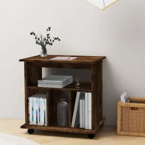 Berkfield Rolling Cabinet Smoked Oak 60x45x60 cm Engineered Wood