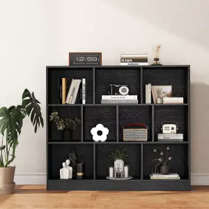 COSTWAY 10-Cube Bookshelf 3-Tier Wood Display Shelf 120cm Storage Organizer