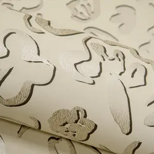 Galerie Salt Fiore Pine Nut Metallic Flower Design Wallpaper Roll