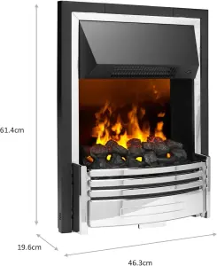 Dimplex Pomona Optimyst Inset Electric Fire, Contemporary Style Black and Chrome Ultra-realistic 3D LED Flame Effect Fire with Adj