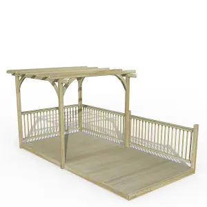 Forest Garden Natural Rectangular Pergola & decking kit, x2 Post x3 Balustrade (H) 2.5m x (W) 5.2m