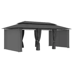 Berkfield Gazebo with Curtains 600x298x270 cm Anthracite