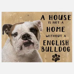 20cm metal English Bulldog 'A House is not a Home' hanging sign