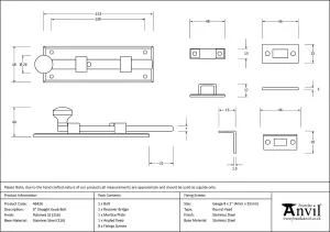 From The Anvil Polished Marine SS (316) 6 Inch Universal Bolt