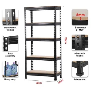 Yaheetech Black Metal 5 Tiers Boltless Storage Shelf for Warehouse Home