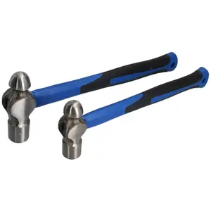 16oz & 32oz Rubberised TPR Ball Pein Hammer With Fibreglass Handles 2pc