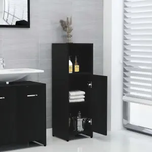 Berkfield Bathroom Cabinet Black 30x30x95 cm Engineered Wood