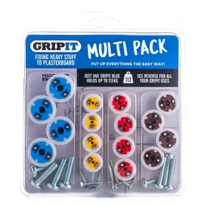 Gripit Plasterboard Fixings Multi Pack,16 Piece, Clam Pack