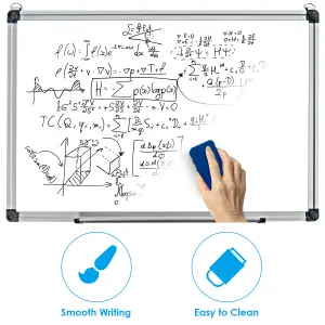 COSTWAY 70 x 50 cm Dry Erase Board Wall Mounted Magnetic Whiteboard Aluminum Frame