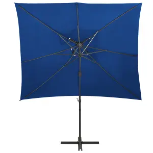 Berkfield Cantilever Umbrella with Double Top Azure Blue 250x250 cm