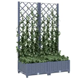 Berkfield Garden Planter with Trellis Dark Grey 80x40x121.5 cm PP