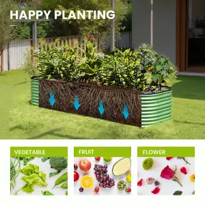 Light Green Oval Garden Three-grid Flower Bed Metal Raised Planter Box Outdoor Raised Garden Bed Kit 320cm W