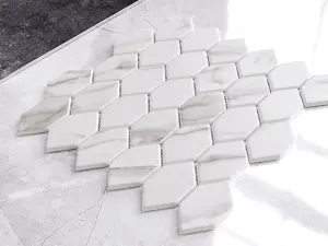 Mosaic sheet in ceramic on net 250mm x 256mm - Elegant White Statuary