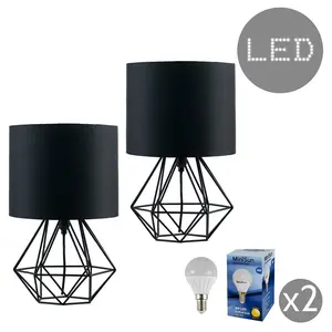 Butera 40Cm Table Lamp Set (Set of 2) Black / No