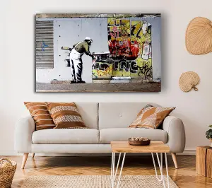 Wallpaper Over Robbo Graffiti Canvas Print Wall Art - Medium 20 x 32 Inches