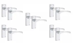 5 Pair of Victorian Scroll Astrid Handle Latch Door Handles Silver Polished Chrome with 120mm x 40mm Backplate