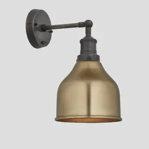 Industville Brooklyn Cone Wall Light, 7 Inch, Brass, Pewter Holder