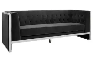 Interiors by Premier Vogue 3 Seat Black Velvet Sofa