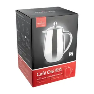 Café Olé 8 Cup Double Walled Straight Sided Cafetiere Coffee Maker 0.35L