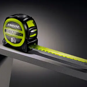 Unilite MT8M3 8 Metre Heavy Duty Tape Measure - 32mm Wide Blade - Impact Resistant TPR Coated - Ultra High Performance