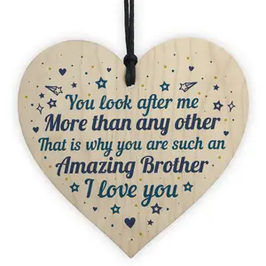 Red Ocean Brother Birthday Gifts Wooden Heart Brother Christmas Card Gifts For Him From Sister Keepsake Plaque