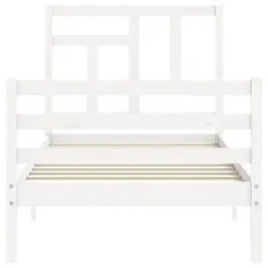 Berkfield Bed Frame with Headboard White 90x200 cm Solid Wood