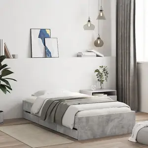 Berkfield Bed Frame with Drawers without Mattress Concrete Grey 90x190 cm Single