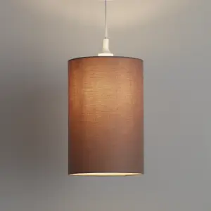 GoodHome Pibrock Taupe Fabric dyed Light shade (D)20cm