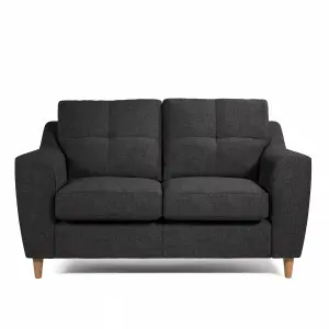 Baxter Charcoal Tufted Fabric 2 Seater Sofa