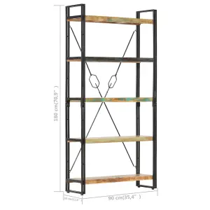 Berkfield 5-Tier Bookcase 90x30x180 cm Solid Reclaimed Wood