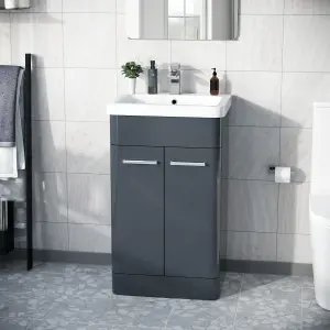 Nes Home Afern 500mm Vanity Unit Cabinet and Wash Basin Anthracite