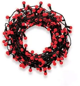 240 Red Berry Led With Timer Function String Lights With 25.12m Green Cable