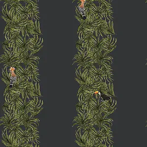 Galerie Ted Baker Eden Navy/Green Compala Bird and Leaf Stripe Wallpaper Roll