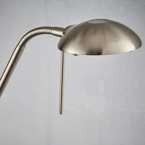 Mother & Child Floor Lamp Satin Chrome Tall Twin Light Dimmer Flexible Reading