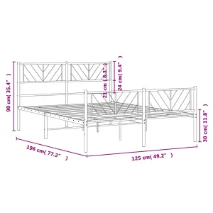 Berkfield Metal Bed Frame with Headboard and Footboard Black 120x190 cm