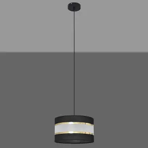 Luminosa Helen Cylindrical Pendant Ceiling Light Black, Gold 25cm