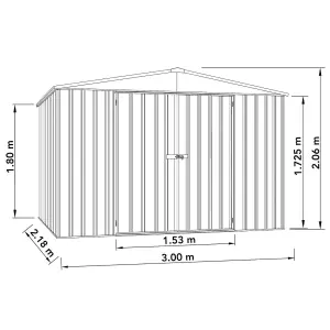 Absco 10ft x 7ft Metal Garden Storage Shed Apex Grey Outdoor Building Single Door