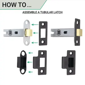 AFIT Curly Black Antique Door Handle on Backplate Latch Kit / Pack - 64mm Latch 76mm Hinges